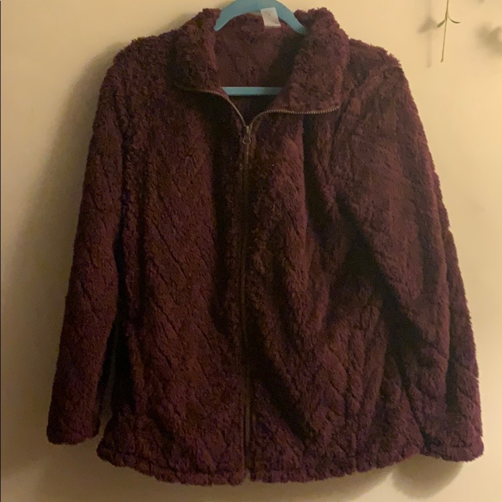 Maroon Sherpa VERY SOFT zip up